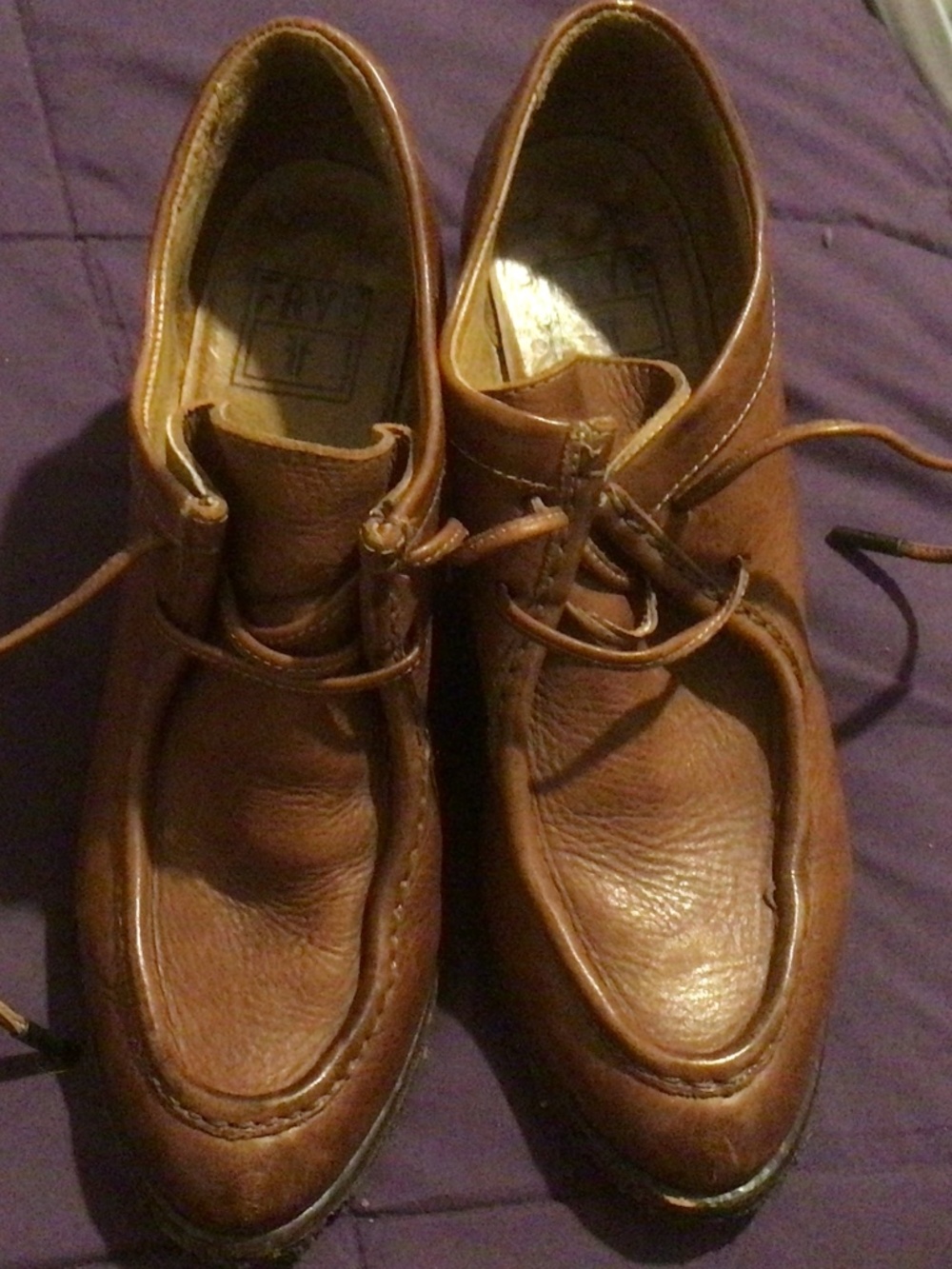 Preowned Authentic Frye Brown Genuine Leather Shoe Boot 7.5B